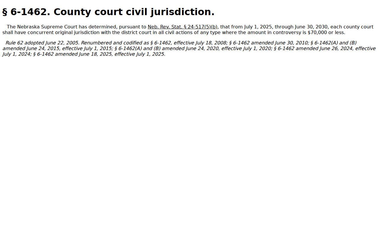 Colfax County civil docket County Court civil jurisdiction rule