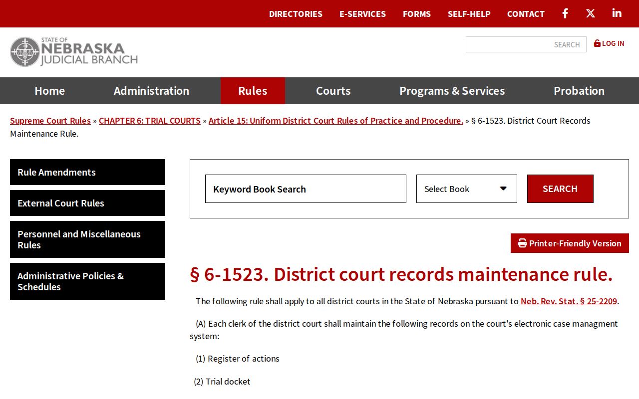 Colfax County civil docket Register of Actions and judgment index rule