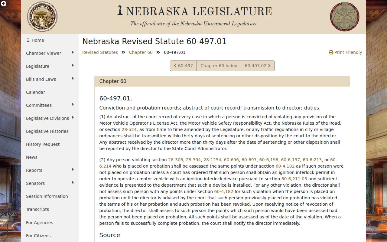 Howells court docket traffic conviction abstract statute for court record context