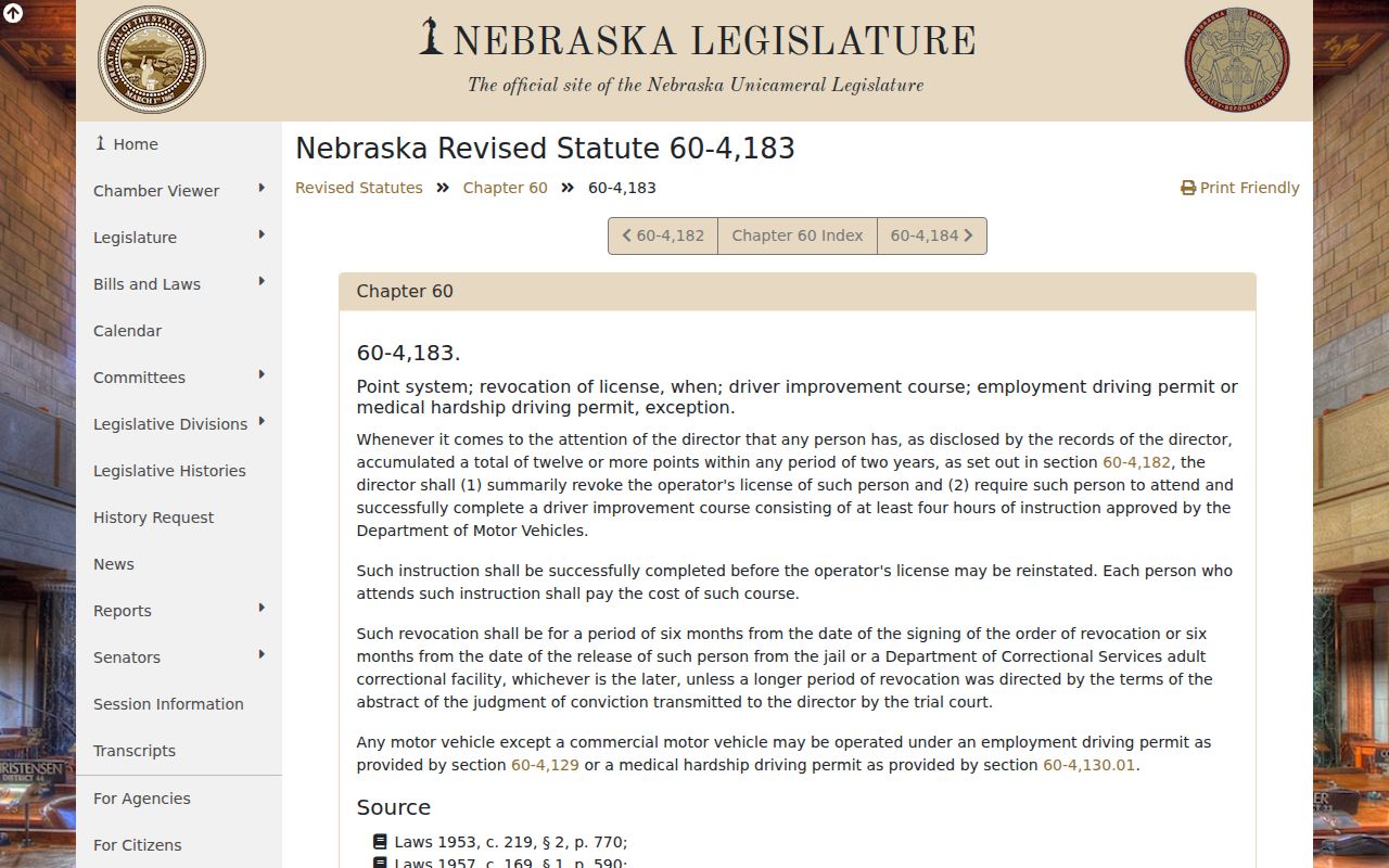 Howells court docket traffic case context in Nebraska points and revocation statute