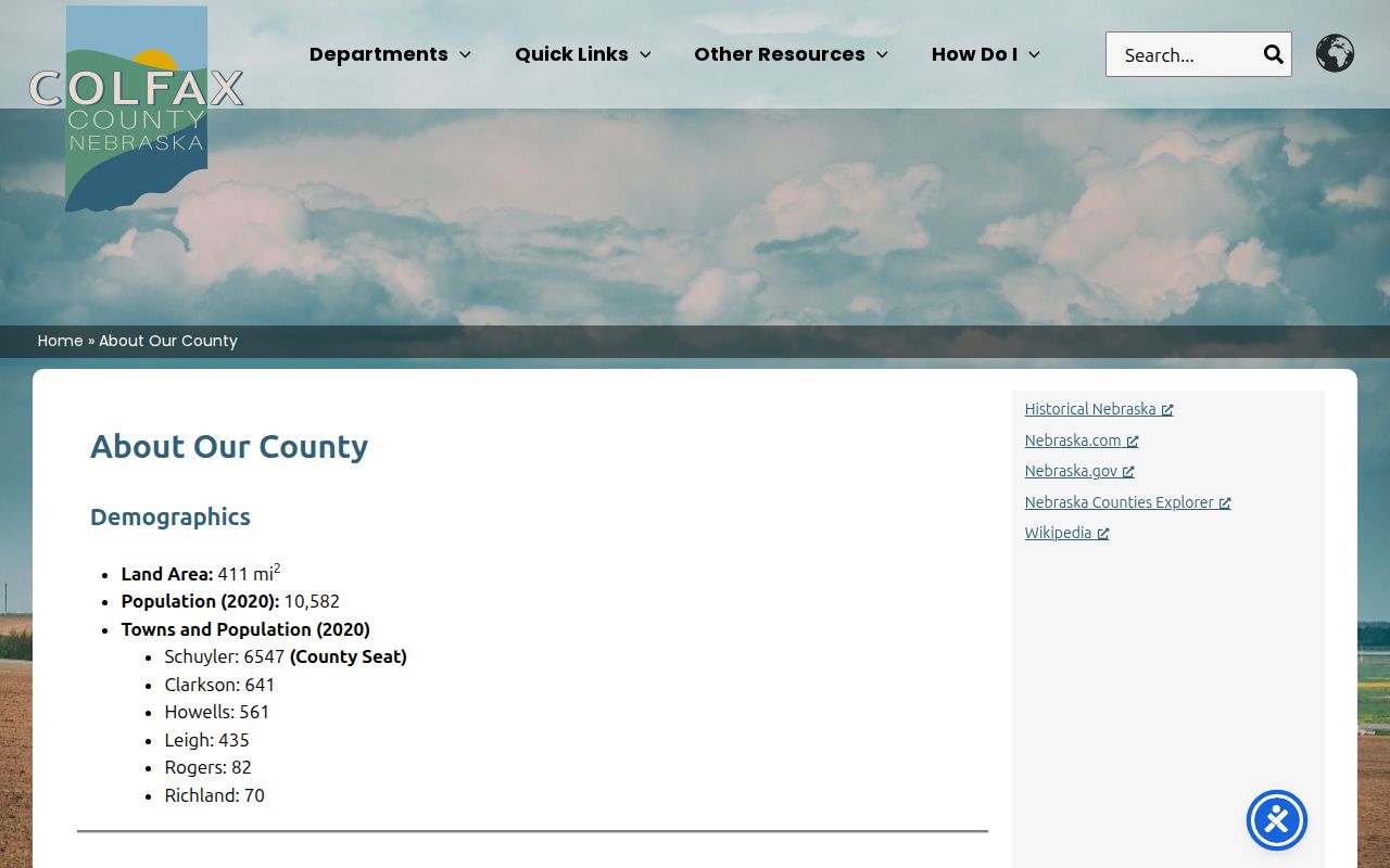 Colfax County history page with county and courthouse background information