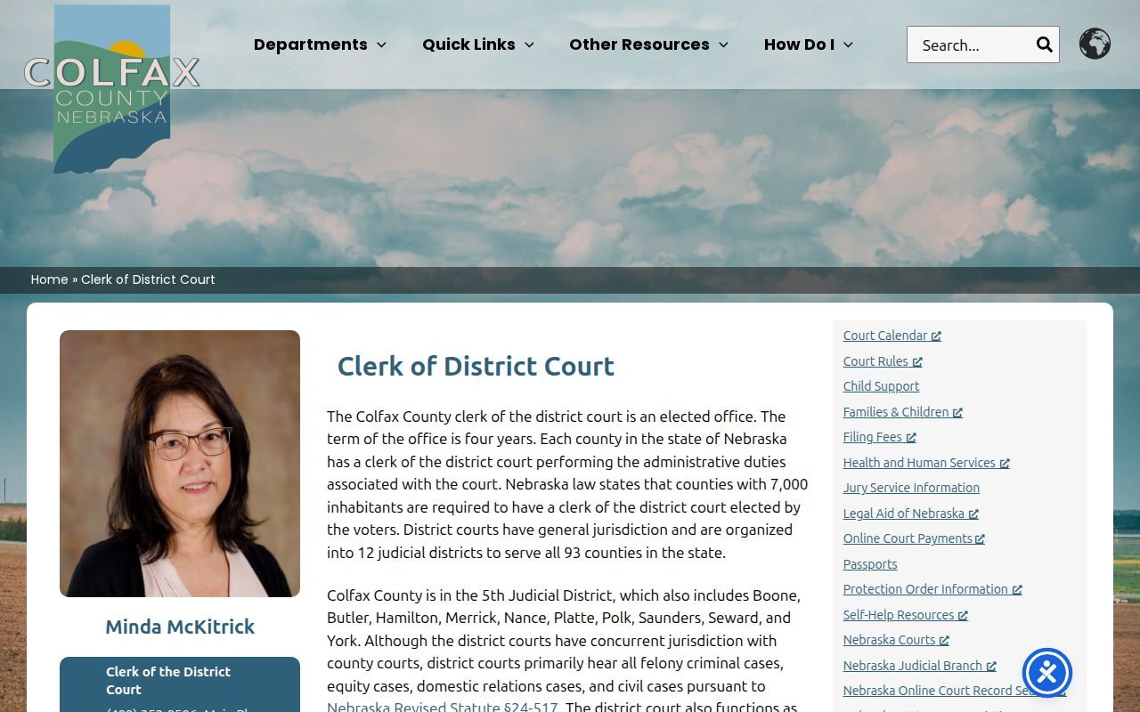 Colfax County Clerk of District Court page for district docket and records contact information