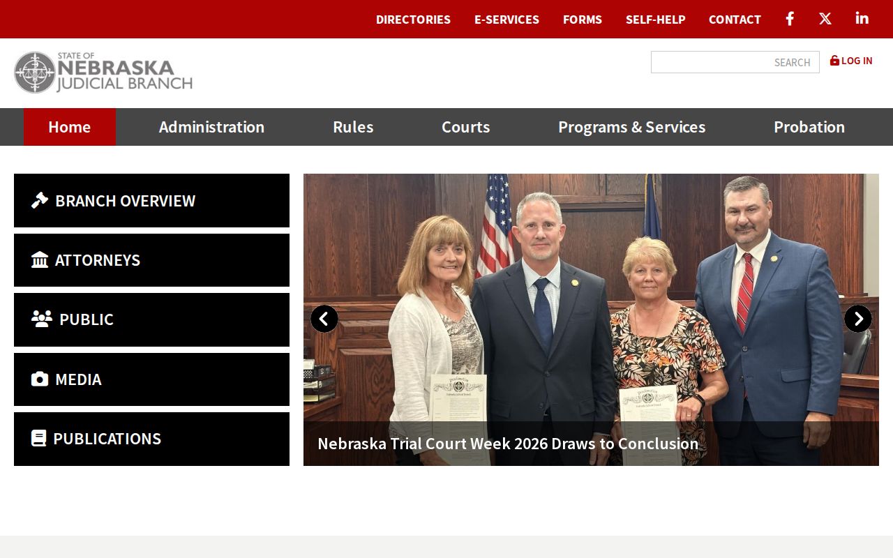 Nebraska Judicial Branch website used to reach statewide court eServices