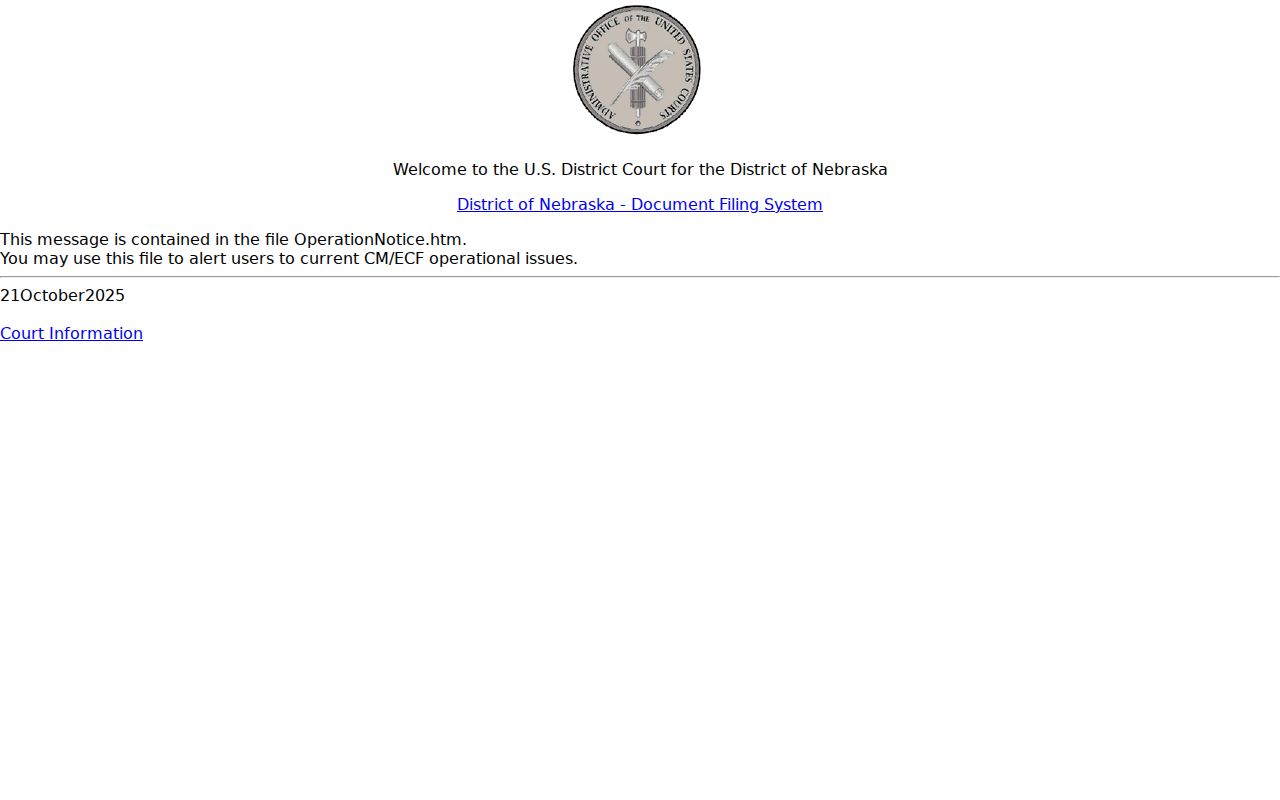 Rogers court docket federal CM ECF source separate from Colfax County records